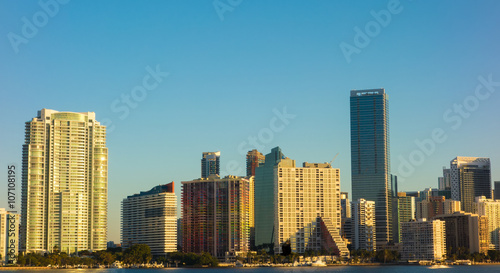 Miami Florida city skyline morning with blue sky © digidreamgrafix