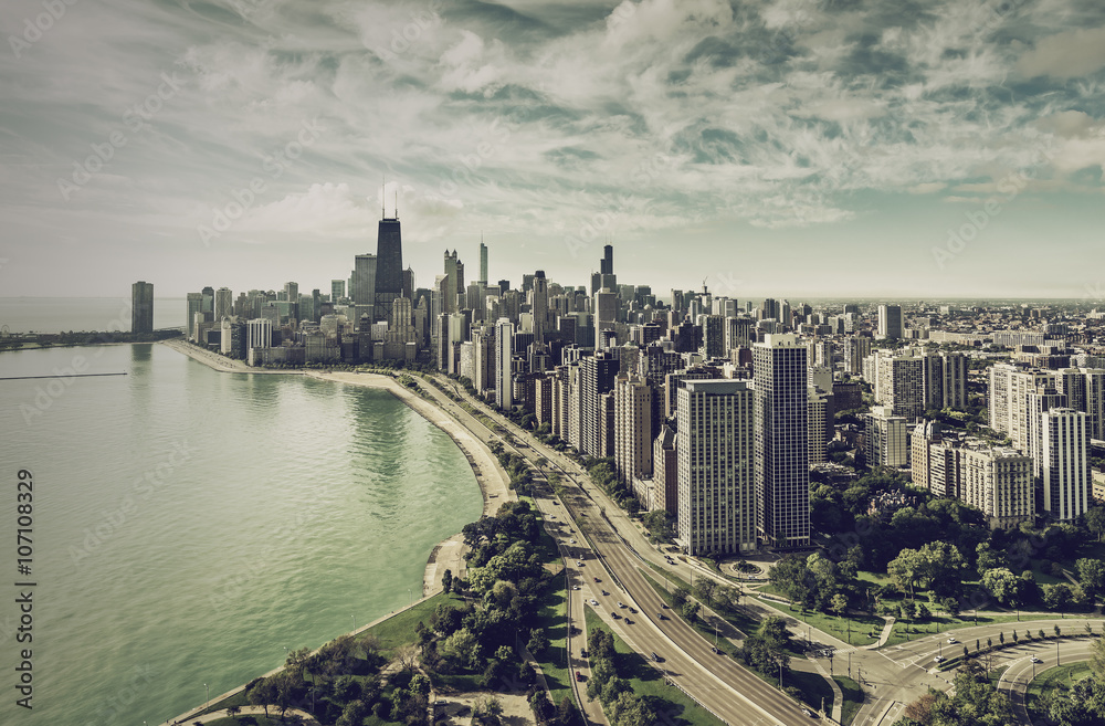 Chicago Skyline aerial view Chicago Skyline aerial view