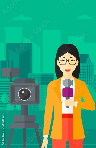 TV reporter working.