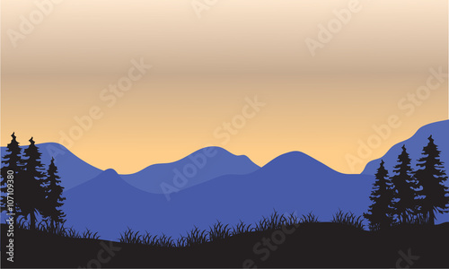 Silhouette of blue mountain
