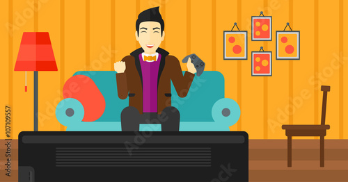 Man playing video game.