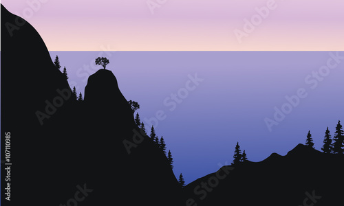 Silhouette of forest on the mountain