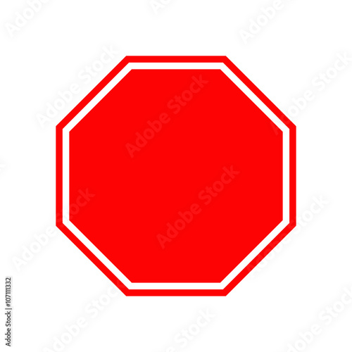 Blank stop traffic warning road sign. Prohibition no symbol. Template Isolated on white background. Flat design