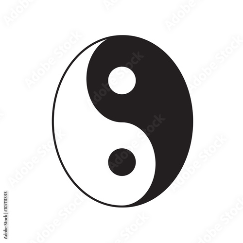 Yin Yang sign icon. White and black. Feng shui symbol. Isolated Flat design