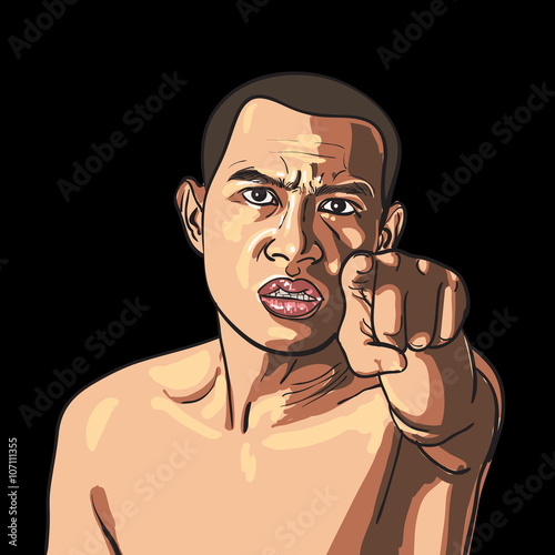 Man pointing his finger with angry face
