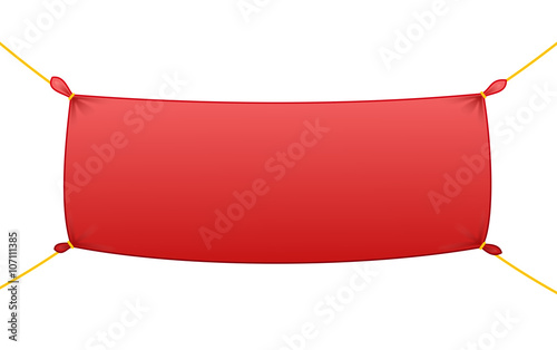 Blank Hanging Red Canvas Banner isolated on White Background Illustration