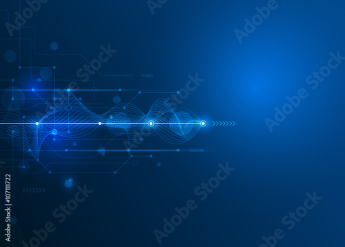 Vector Abstract futuristic circuit board and mesh line, Illustration high computer and Communication technology on blue color background. High tech digital technology,global social media concept