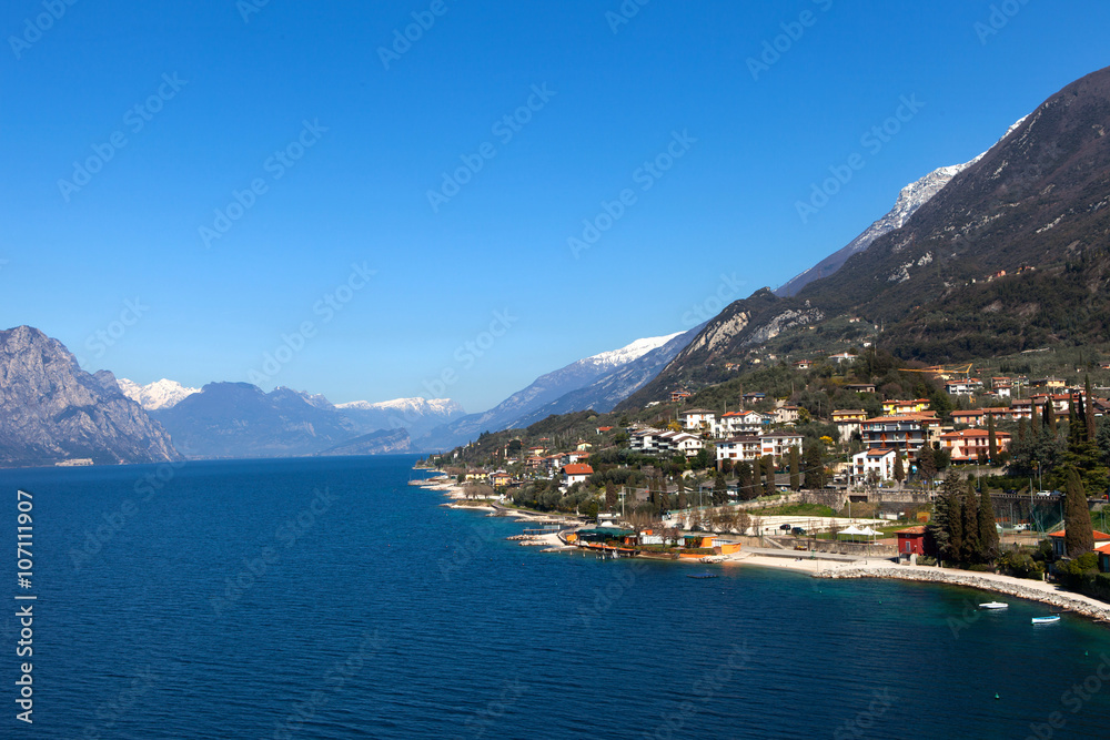 Panoramic view of Lake Garda and the town of Malcesine