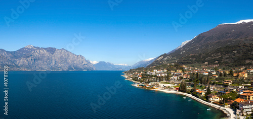 Panoramic view of Lake Garda and the town of Malcesine
