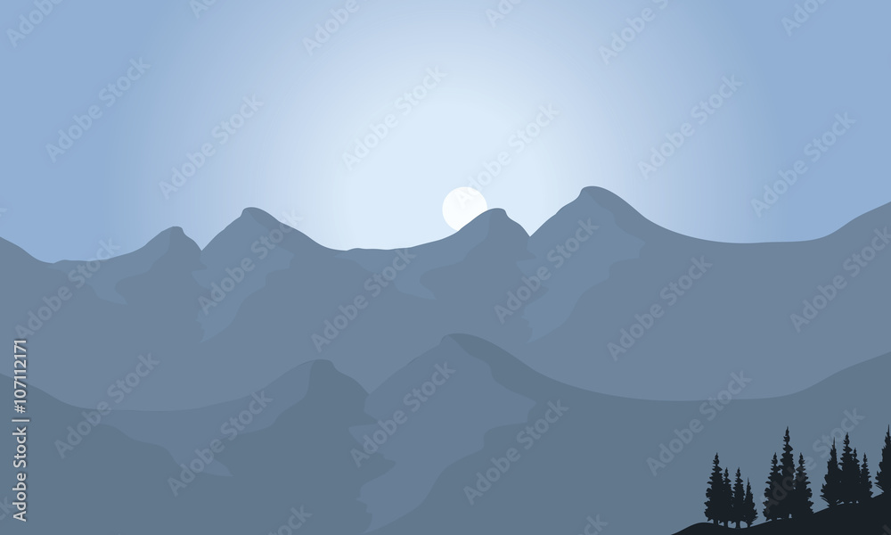 View of mountain with moon