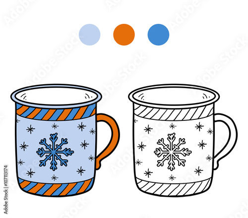 Coloring book, coloring page for children, cup