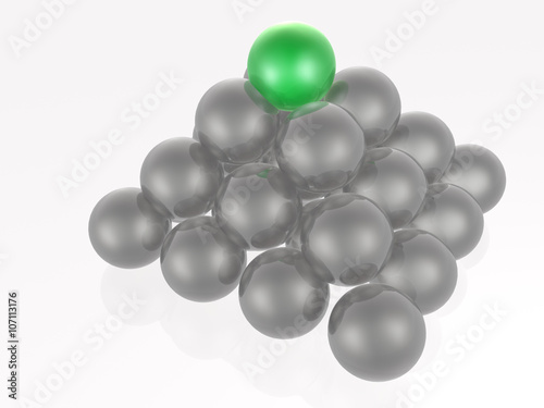 Green and grey spheres