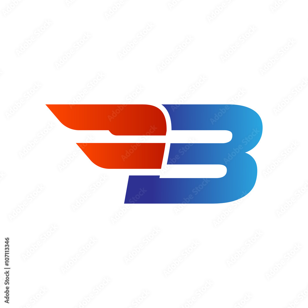 Simple Wing Initial Vector Logo Dynamic Letter b Simple Wing Initial Vector Logo Dynamic Letter b
