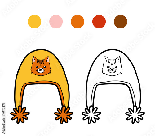 Coloring book for children, knitted winter hat