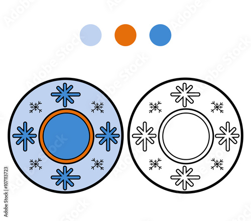 Coloring book for children. A plate with winter pattern