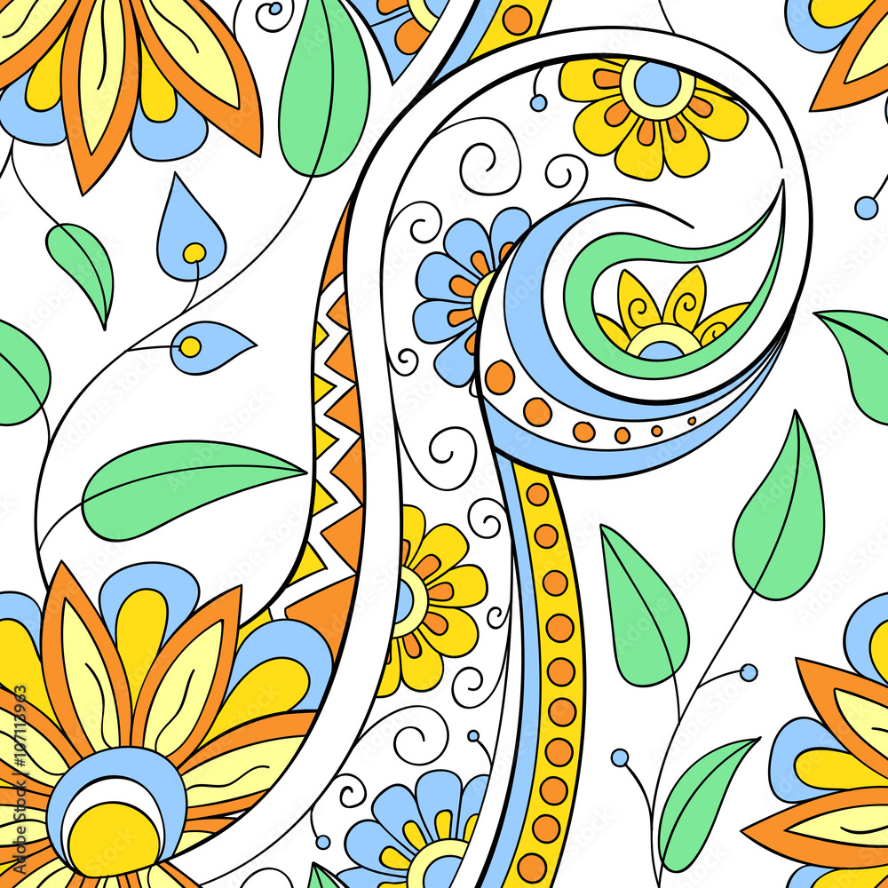 Obraz premium Floral ornamental doodle pattern