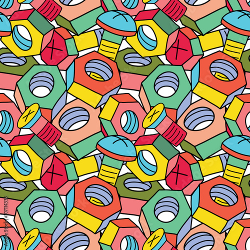 Washers and screws seamless pattern
