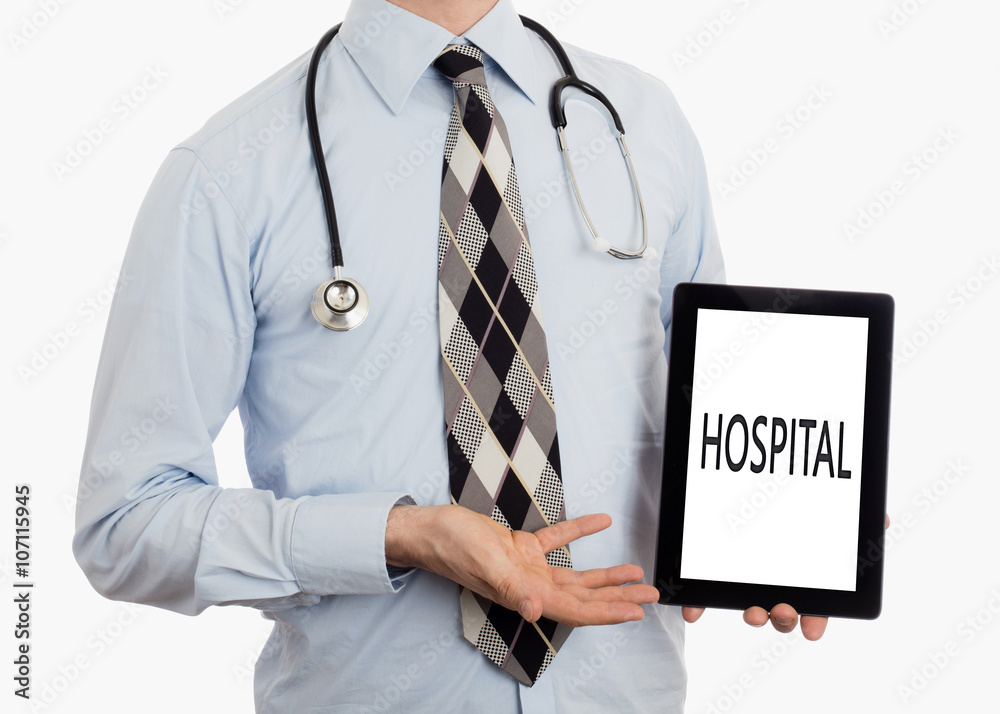 Doctor holding tablet - Hospital Doctor holding tablet - Hospital