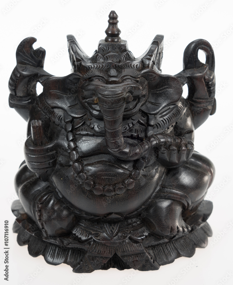 isolated Ganesha made by wood