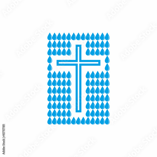 Logo church. Christian symbols. A drop of water alive.