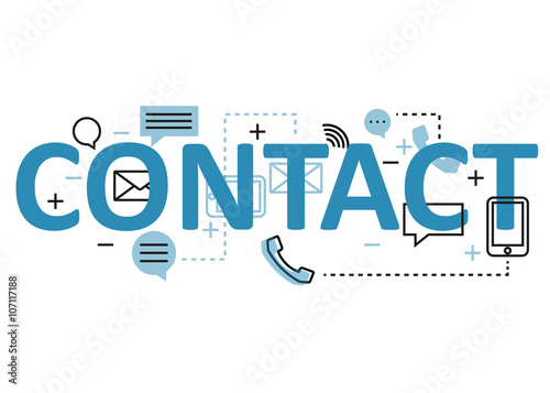 Contact concept flat line design with icons and elements. Modern contact concept vectors collection. Thin line flat design banners for website and mobile website, easy to use and highly customizable