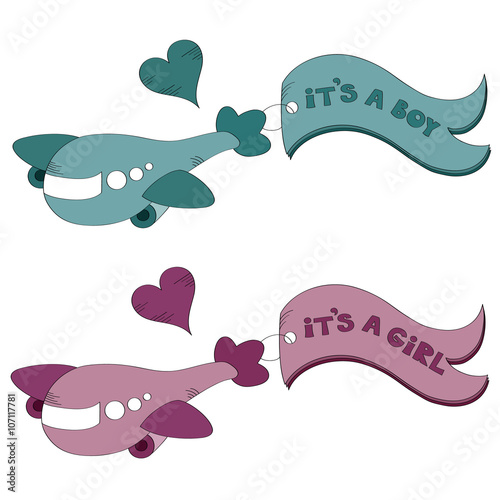 Baby boy and girl shower vector illustration 
