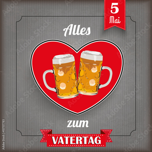 Vintage Ribbon Heart Beer Alles Vatertag