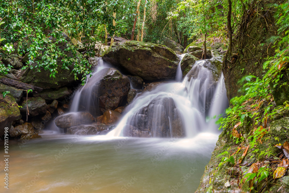 Waterfall in deep rain forest jungle (Krok E Dok Waterfall Sarab