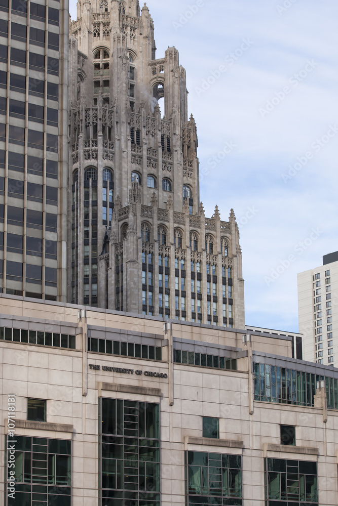 side view image of clock tower in chicago