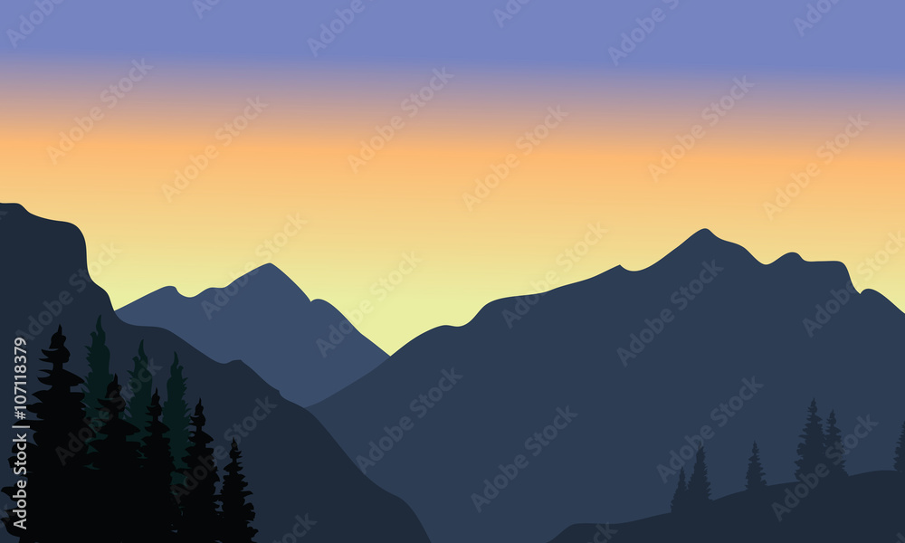 View of big mountain silhouette