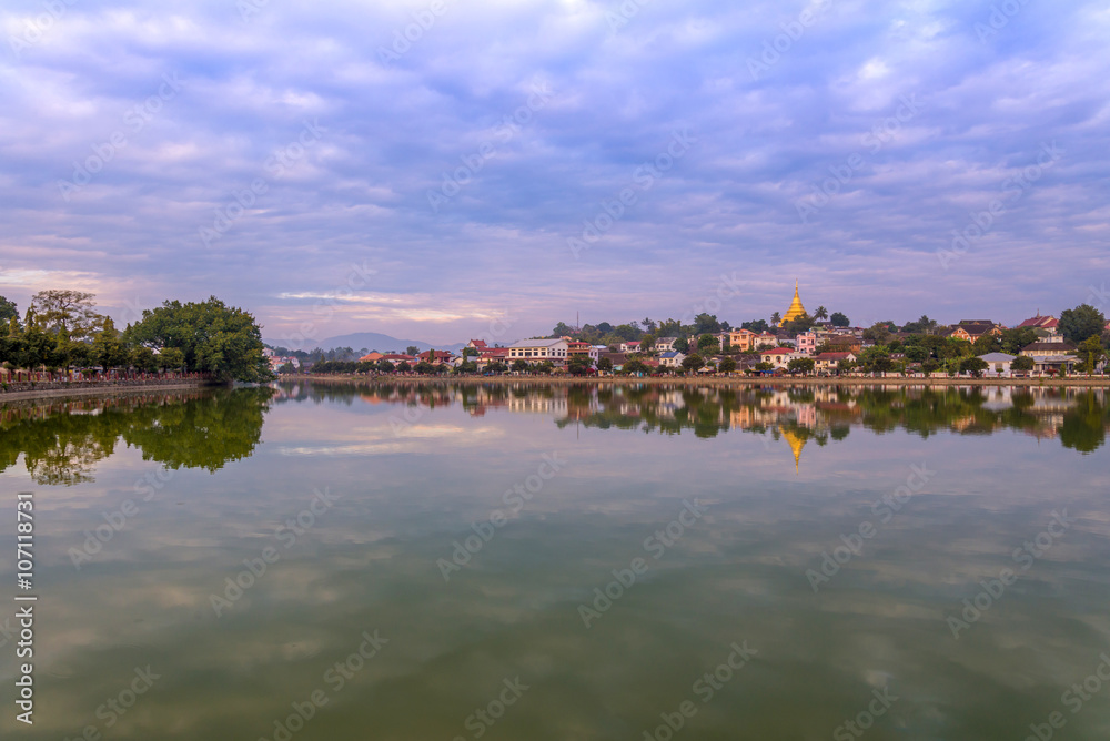 river of Mandalay cityscape in Kyaing tong at Myanmar (Burma)