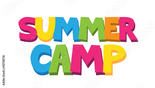 "SUMMER CAMP" Cartoon Style Colourful Vector Lettering