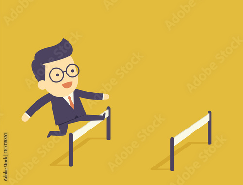Businessman Jumping Over Hurdle