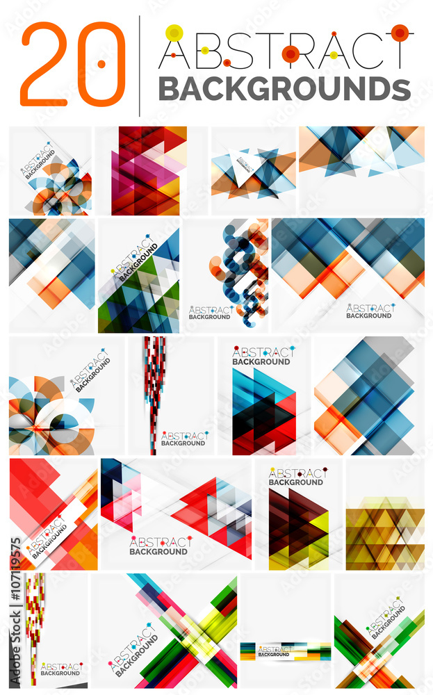 Collection of various abstract backgrounds, geometric style