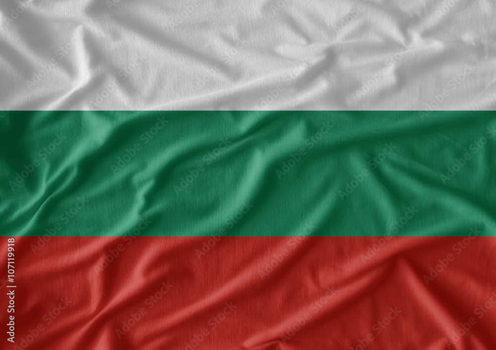 Obraz premium Bulgaria flag pattern on the fabric texture