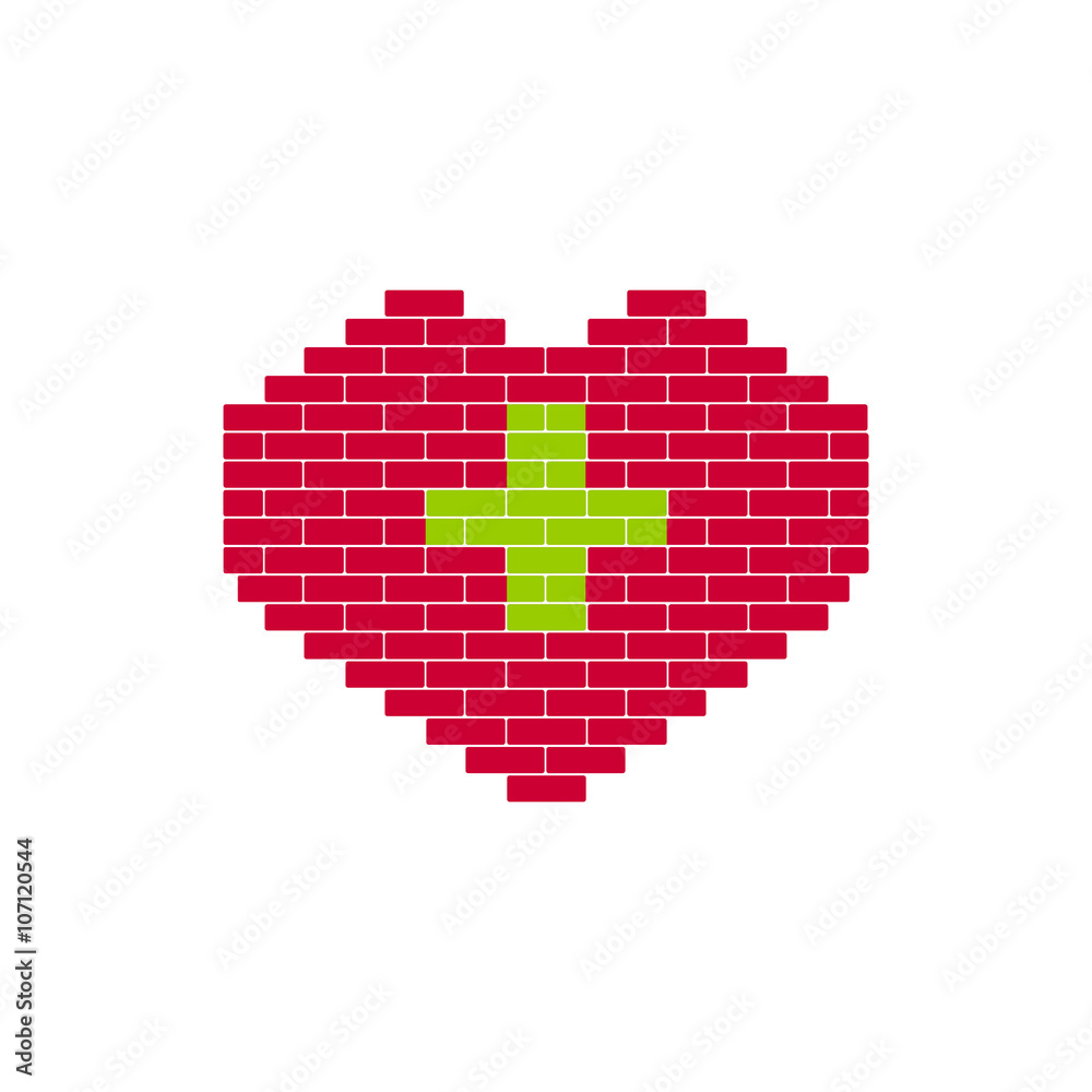 Obraz premium Heart Shape created from bricks