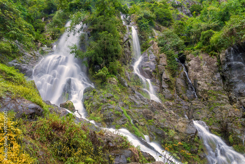 Waterfall in deep rain forest jungle  Krok E Dok Waterfall Sarab