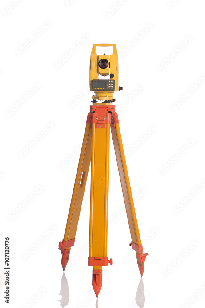 surveyor equipment optical level in white background