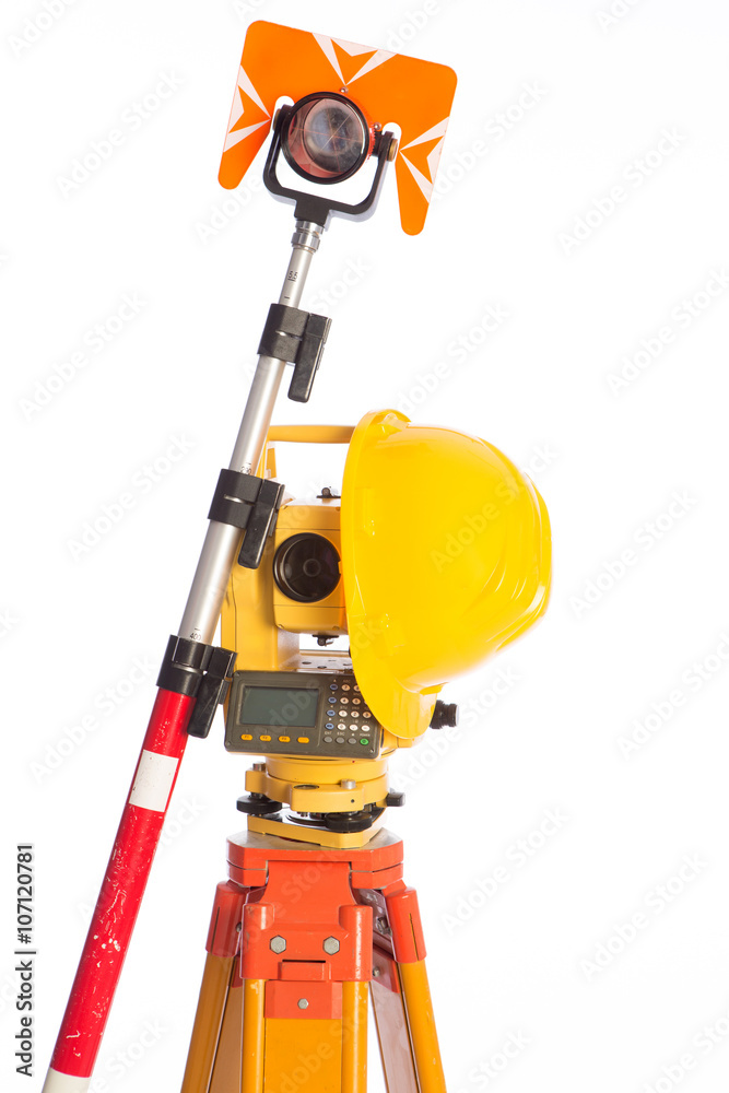 surveyor equipment optical level in white background surveyor equipment optical level in white background