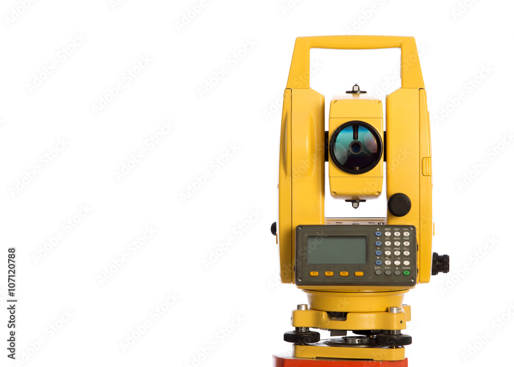 surveyor equipment optical level in white background