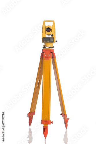 Obraz na płótnie surveyor equipment optical level in white background w salonie