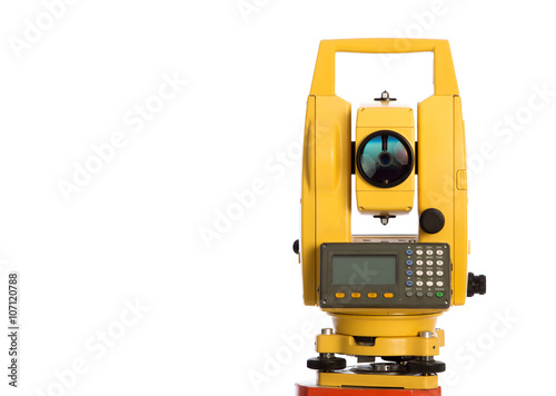 surveyor equipment optical level in white background
