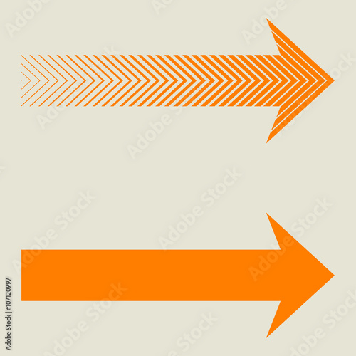 Linear orange Arrow. Isolated on background. Arrow Design. Arrow Line Background. Abstract Arrow. Arrow Geometric. Arrow Icon. Modern Arrow. Geometrical Arrow. Arrow Logo. Vector Arrow.