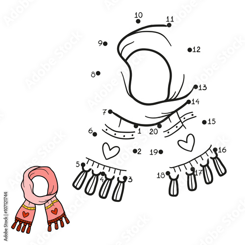 Numbers game for children. Knitted scarf with heart