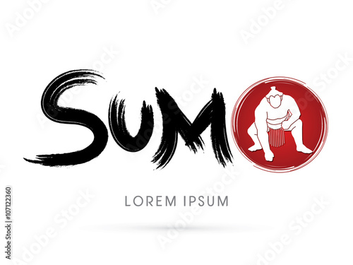 Sumo text, brush, graphic vector.