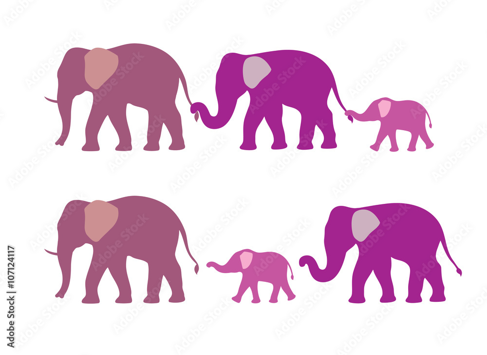 Obraz premium elephant family silhouette