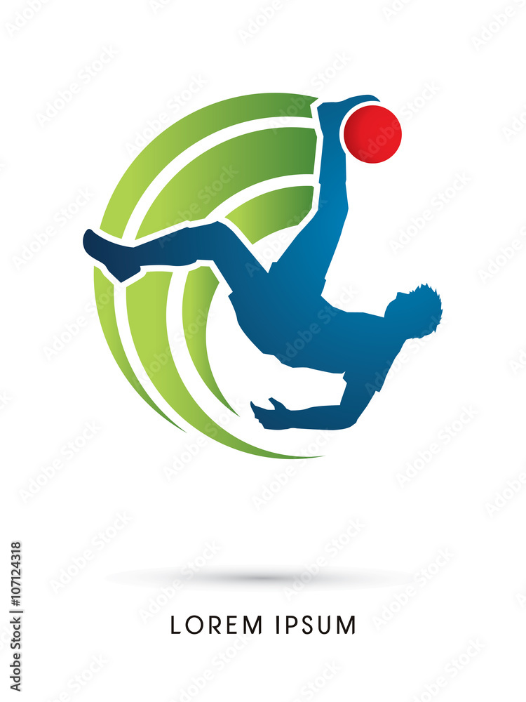 Soccer player hit the ball, Bicycle Kick graphic vector.
