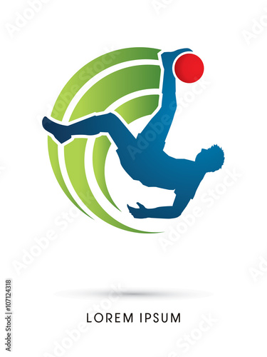Soccer player hit the ball, Bicycle Kick graphic vector.

