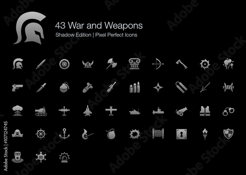 War and Weapons Pixel Perfect Icons Shadow Edition