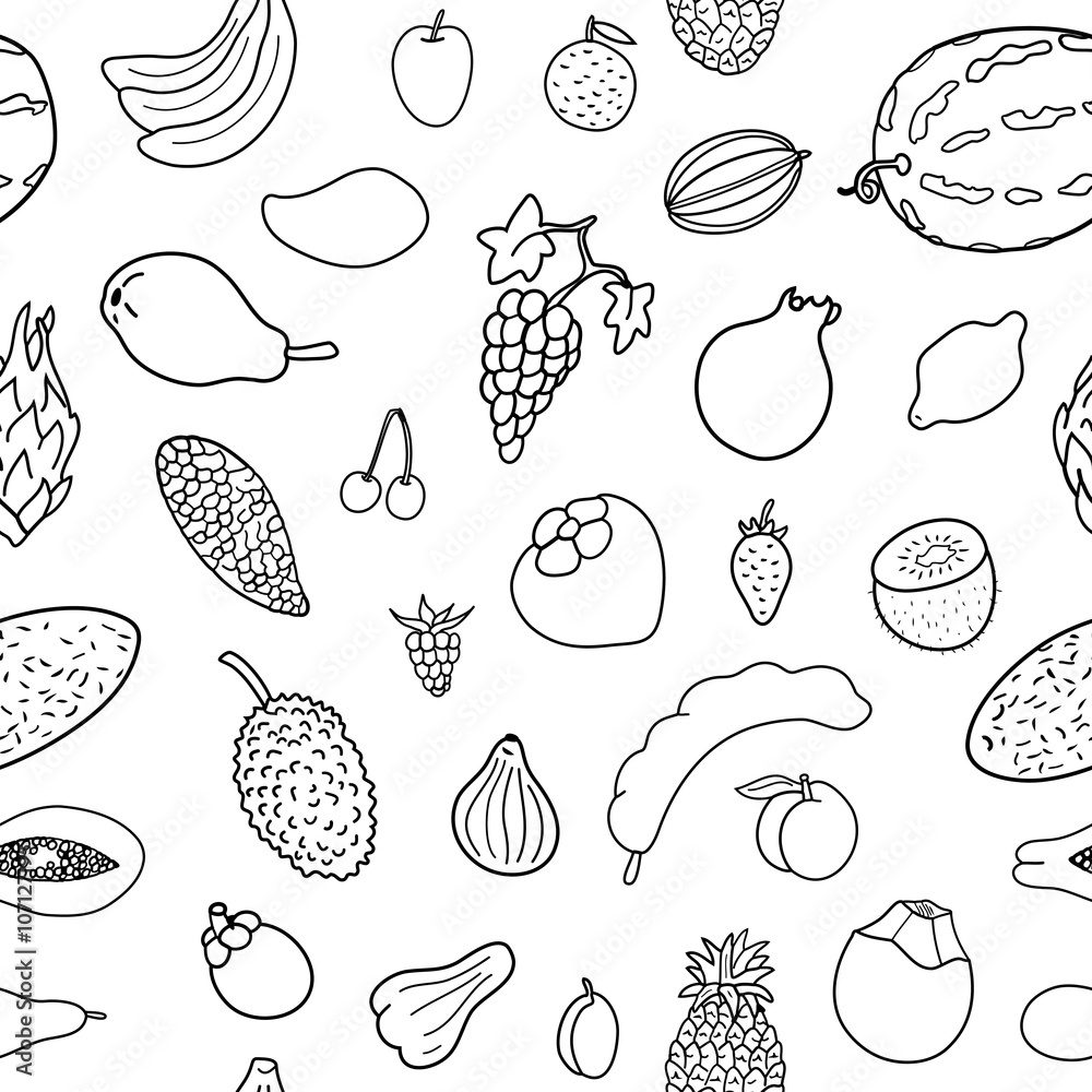 Seamless pattern with hand drawn fruits. Doodles Seamless pattern with hand drawn fruits. Doodles